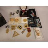 Quantity of various Masonic medals and regalia including silver gilt and enamel Post Horn Lodge