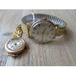 Gentleman's 9ct gold cased Rotary wristwatch, the silvered dial with baton numerals, sweep seconds