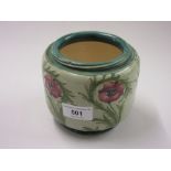 Macintyre Moorcroft jar with typical stylised floral decoration (cracks), 4.25ins high