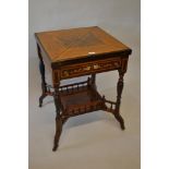 Late 19th or early 20th Century rosewood and marquetry inlaid envelope card table with a single