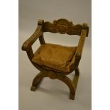 Reproduction oak Hamlet type chair with leather seat