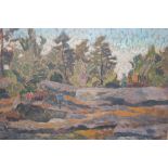Impressionist style, oil on board, wooded landscape, signed Sjostrom, also entitled verso, 14.5ins x