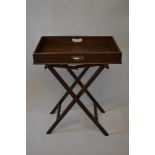 19th Century oak butler's tray with galleried sides on a folding stand