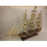 Modern wooden built model of a three masted clipper