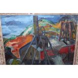Attributed to Will Roberts, oil on canvas, mining scene, inscribed verso, 15.5ins x 19.5ins