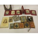 Collection of mainly Victorian Ambrotypes and photographs including a family group in a folding