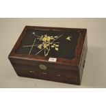 19th Century Japanese lacquered and bone inlaid double fold-over writing box with fitted interior