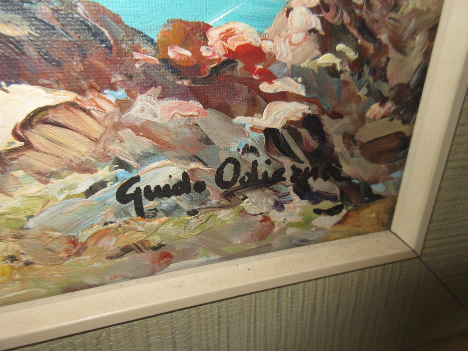 Guido Odierna, signed oil on canvas, coastal view, inscribed verso ' Capri ', 19.5ins x 26.5ins - Image 3 of 4