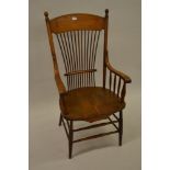 19th Century American elm and beech open armchair with spindle back 24ins wide x 46ins high x