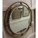 Reproduction circular gilt framed wall mirror together with four various others 22.5ins diameter