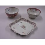 Two late 18th Century English porcelain sugar bowls, possibly Newhall, together with a similar lobed