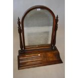 Victorian figured walnut oval swing frame box toilet mirror