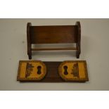 19th Century Tunbridge ware rosewood adjustable book rack together with a small mahogany book rack