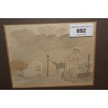 Attributed to William Holt, watercolour and pencil, naive street scene, signed Holt and numbered