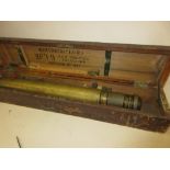 Cased military issue gun sighting telescope by W. Ottway and Co., Ealing, pattern No. 327, 22ins
