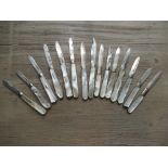 Collection of fifteen various 19th and 20th Century silver and mother of pearl handled medium