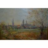 20th Century oil on canvas, an Impressionist landscape inscribed to the verso R.O. Dunlop, 19.5ins x