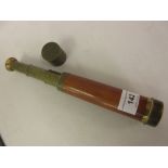 Late 19th / early 20th Century mahogany and brass pocket telescope