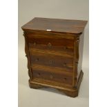 18th / 19th Century Continental fruitwood dwarf chest of three drawers flanked by scroll columns