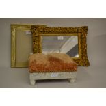 Small 19th Century gilt moulded composition rectangular wall mirror together with a small white