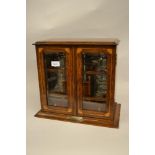 Edwardian oak shell and line inlaid smokers cabinet / tantalus Cabinet is missing key, overall in