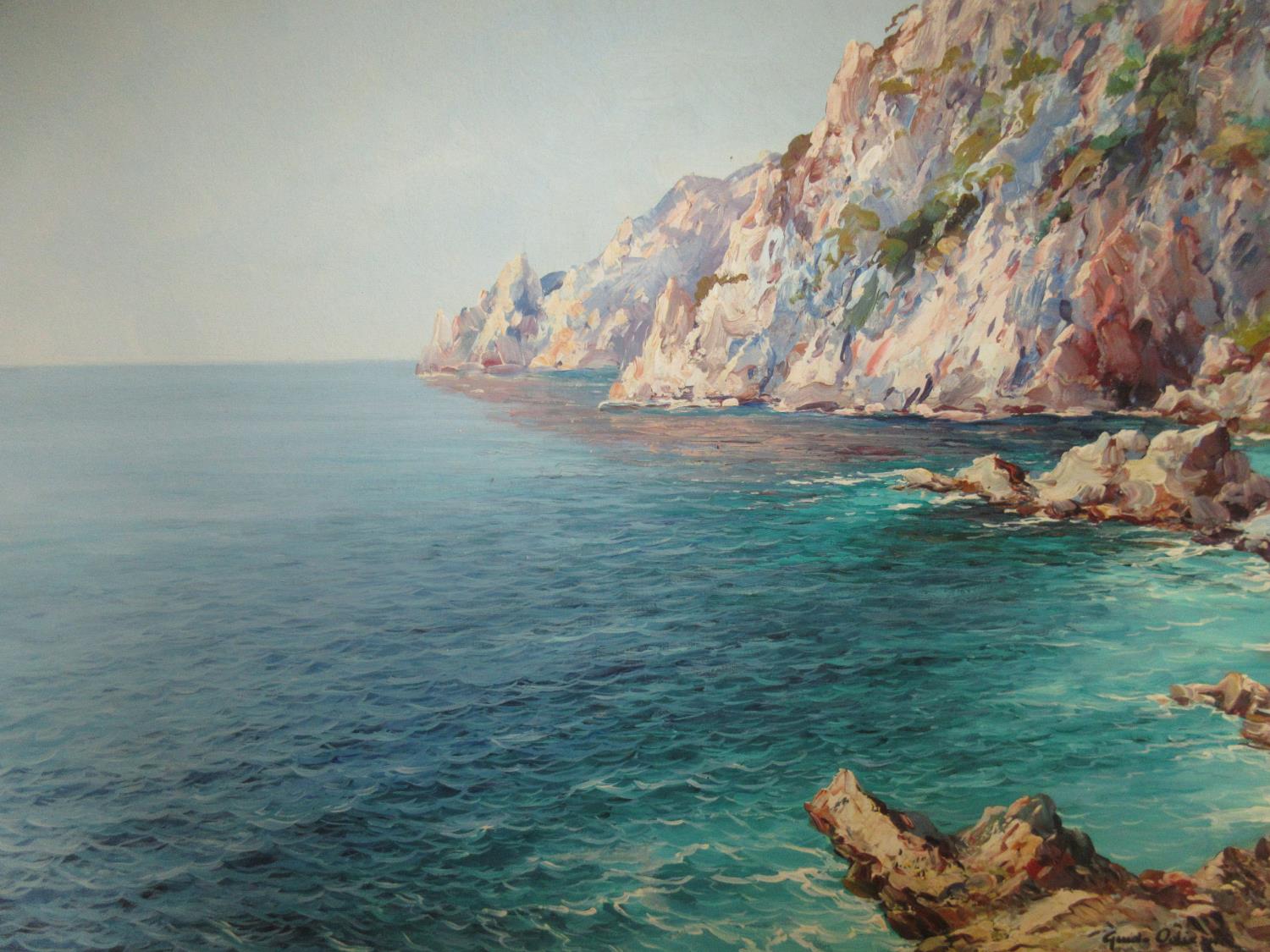 Guido Odierna, signed oil on canvas, coastal view, inscribed verso ' Capri ', 19.5ins x 26.5ins