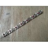 Norwegian silver and coral bracelet of floral design, makers mark Hans Jensen There is no catch on