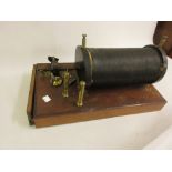 Large late 19th / 20th Century induction coil on a rectangular mahogany plinth base (at fault)