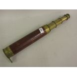 19th Century brass mounted mahogany three draw telescope (one lens at fault)