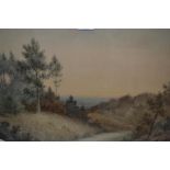 Herbert George, watercolour, view from a wooded hilltop, signed, 14ins x 20ins, gilt framed