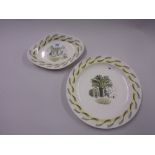 Eric Revilious for Wedgwood, a 10in plate in Garden pattern, together with a similar lozenge