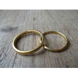 Two 22ct gold wedding bands, 5.8gms approximately