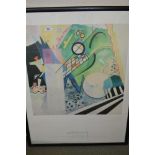 Pair of framed poster prints after Wassily Kandinsky, reprinted 1991, 31ins x 23ins, housed in