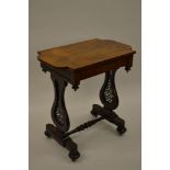 William IV rosewood work table, the rectangular shaped top with a single frieze drawer raised on