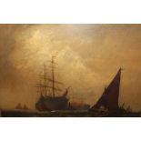 In the manner of Charles Dixon, 19th Century oil on canvas, maritime scene with mixed shipping and