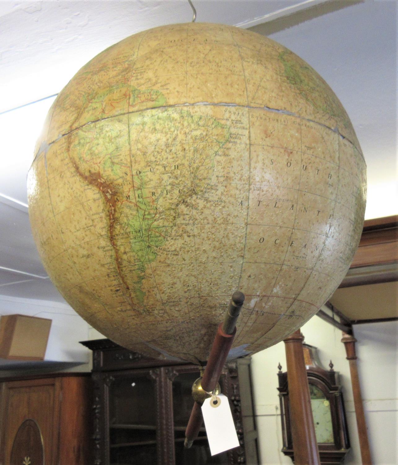 Philips' 19in terrestrial globe, the aluminium body with paper covering and brass suspension system - Image 2 of 2