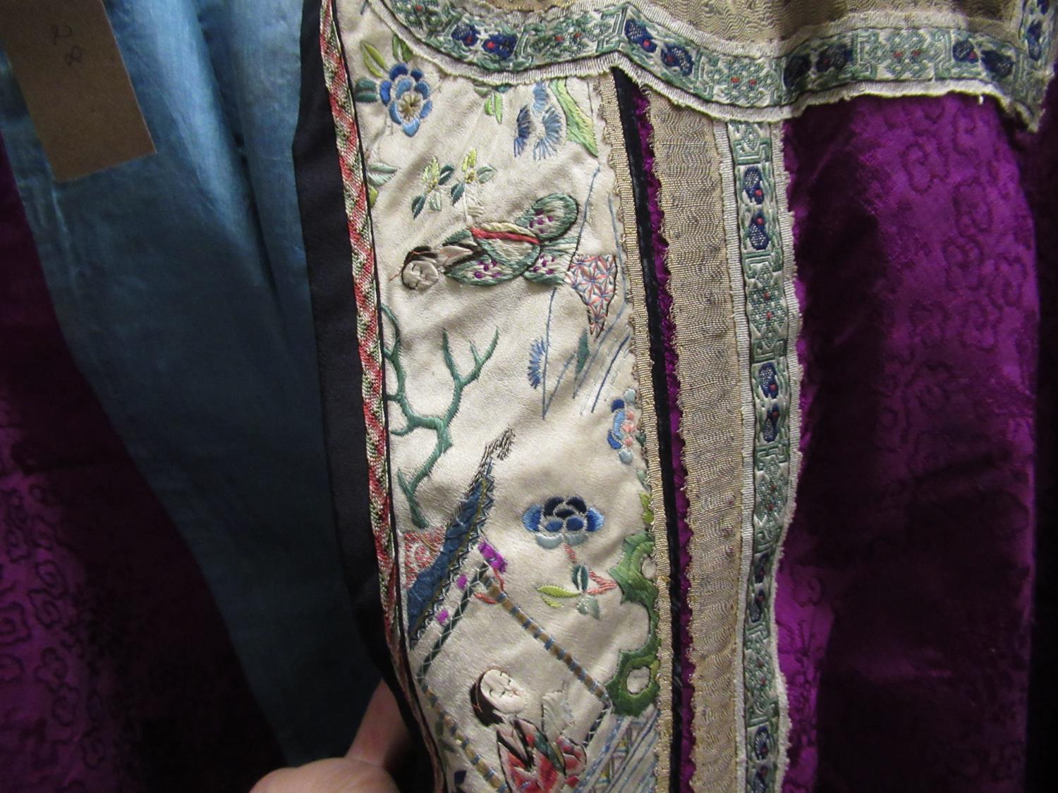 Early 20th Century Chinese silk embroidered jacket, trousers, pair of shoes and headband See - Image 3 of 18