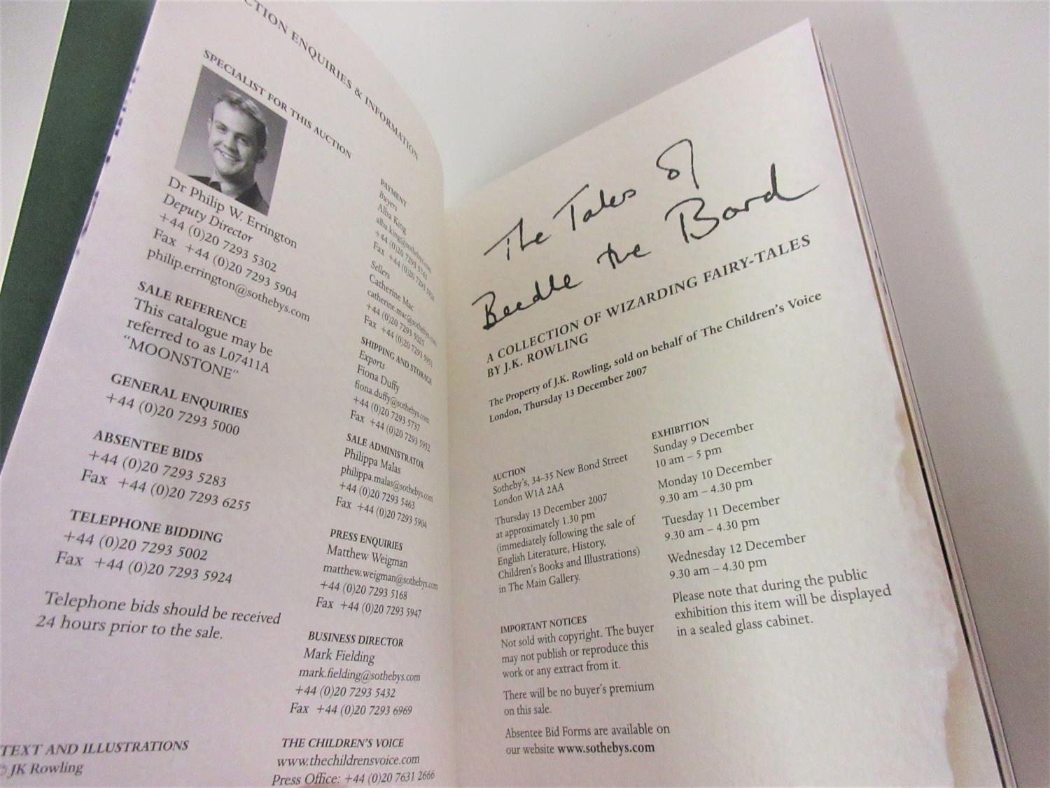 J.K. Rowling, catalogue for the Sotheby's sale of ' The Tales of Beedle the Bard ', translated - Image 2 of 2