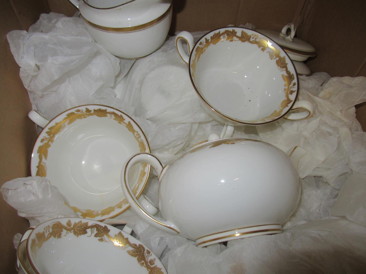 Extensive Wedgwood Whitehall pattern dinner, tea and coffee service, decorated in gilt on a white - Image 2 of 2