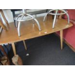 Ercol mid 20th Century pale ash pull-out extending dining table 60in wide x 35.5in deep x 28.5in