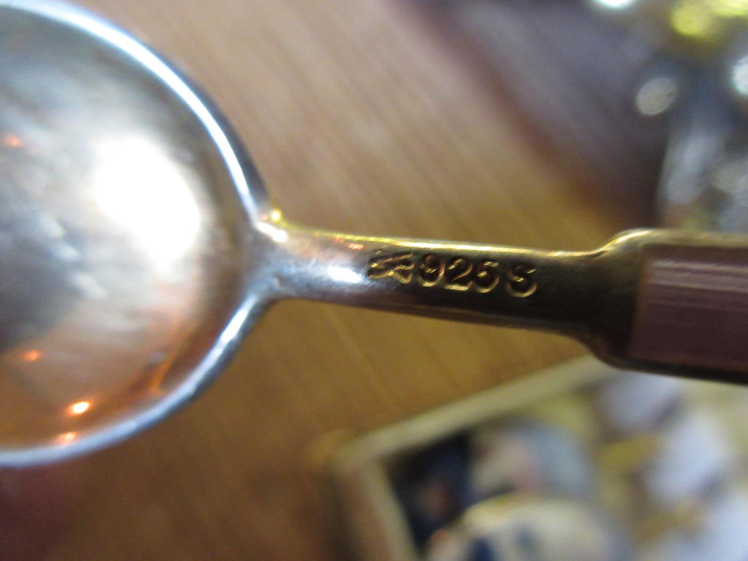 Boxed set of six Norwegian sterling silver and coloured enamel decorated coffee spoons Chips to - Image 5 of 7