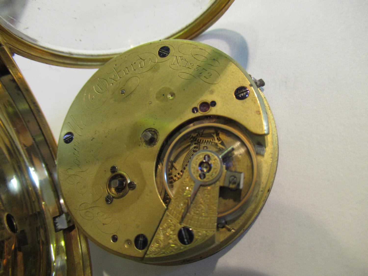 18ct Gold cased open face pocket watch, the enamel dial with Roman numerals and subsidiary - Image 5 of 5