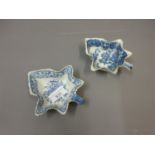 Two 18th Century English blue and white transfer printed pickle dishes Some chips around rim on both