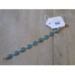 14ct Yellow gold opal inset bracelet Overall length is 19.5cms All panels are secure and undamaged