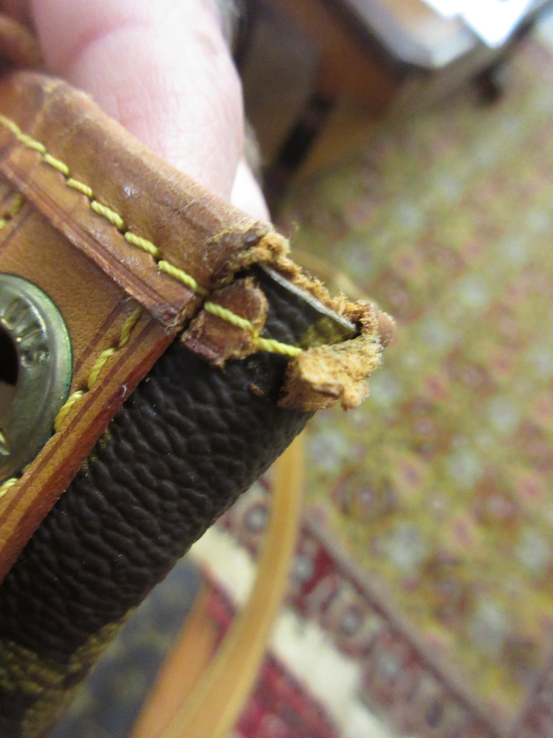 Louis Vuitton, ladies bucket bag with leather strap and leather tie top Some staining to base and - Image 7 of 8