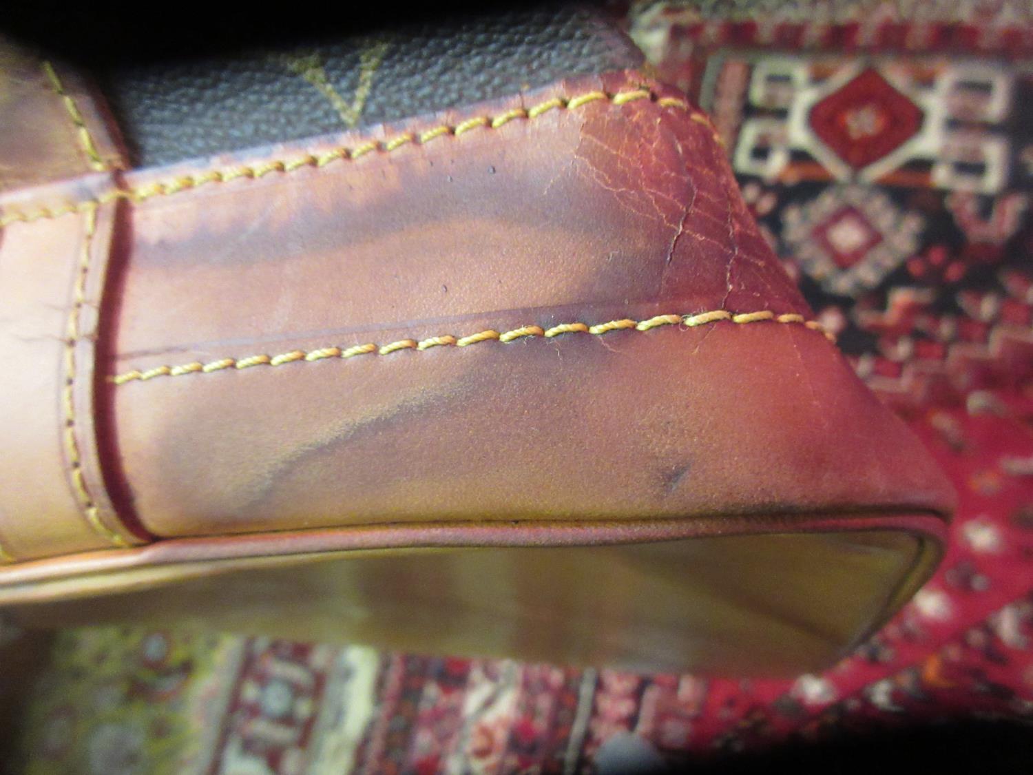 Louis Vuitton, ladies bucket bag with leather strap and leather tie top Some staining to base and - Image 4 of 8