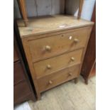 Mid 20th Century Heals three drawer oak chest with knob handles Overall ok but a little dirty with