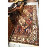 20th Century Bakhtiari garden panel design carpet with borders, 118ins x 63ins approximately