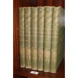 Six volumes ' Birds of Great Britain and Ireland ' by A.G. Butler, P.H.D., with green tooled cloth