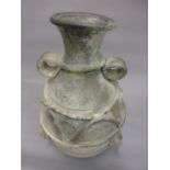 Large early 20th Century baluster form frosted glass vase in Roman style with applied mask head